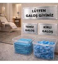 Lütfen Galoş Giyiniz Gümüş Uyarı Levhası – Temiz Kirli Galoş Set