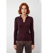 Kadın Polo Yaka Fitilli Triko Kazak Modern Fitted Tasarımıyla Casual Şıklığı Soğuk Havalarda