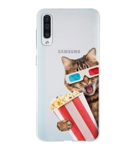 PrintiFy Samsung Galaxy A50 ile Uyumlu 1mm Slim Fit Kedi 1 050b Baskılı Şeffaf  Kılıf