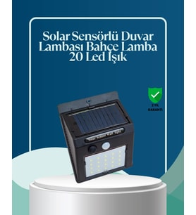 Sensörlü 20 Led Solar Duvar Lambası 3 Metre Algılama Mesafesi