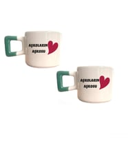Aşkoların Aşkosu Baskılı Yeşil Kare Kupa Set