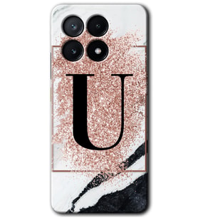 Poco x6 Pro Kılıf HD Desen Baskılı Kılıf - Pembe Mermer Desenli U Harfi