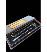 Sertifikalı Premium Üst Kalite 925 Ayar Gümüş Püsküllü Yeşil Ateş Kehribar Tesbih