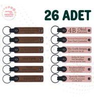 A Kahve & Yavru Ağzı, Türkçe Öğretmeninden Karne Anısı, 26’lı Set, İsim Yazılabilen Deri Anahtarlık