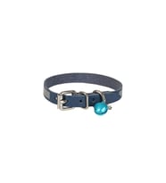 Cattie Gerçek Deriden El Yapımı Reflektörlü Kedi Boyun Tasması 1x21-25cm - Royal Blue