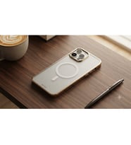 iPhone 13 Pro Max Uyumlu Benks Lüks Altın Çerçeveli MagSafe Destekli Şeffaf Mat Koruma Kılıfı
