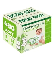 Bebem Bebek Bezi Natural Beden:5 (11-18Kg) Junior 480 Adet Ekstra Ultra Fırsat Pk