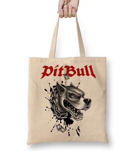 Pitbull Köpekleri Sevenlerin Pitbul Aşkı Bez Çanta Uzun Saplı