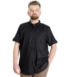 Mode XL Büyük Beden Erkek Gömlek Gabardin Kısa Kol Tek Cep 23302 Siyah