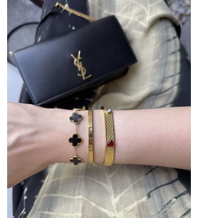 Kadın Çift Taraflı Siyah Renk Van Cleef Model Altın Kaplama