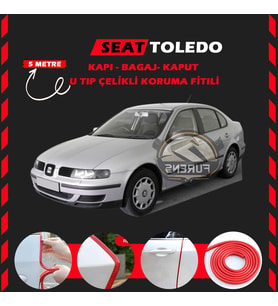 Seat Toledo Oto Araç Kapı Koruma Fitili 5metre Parlak Kırmızı Renk
