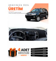TOYOTA FORTUNER (2005-2014) Uyumlu Torpido Koruma Örtüsü Oto Kılıfı - Siyah Gri