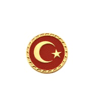 Türkiye Bayrak Kırmızı Rozet 2.5 cm - Gold Görümümlü (Altın)