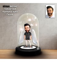 KİŞİYE ÖZEL Siyah BeyazTARAFTAR TASARIMLI IŞIKLI KARİKATÜR FANUS BİBLO FN204