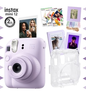Instax mini 12 Lila Fotoğraf Makinesi-30'lu Film-Albüm-Mandal-Çerçeve ve Kılıf Mega Set 2