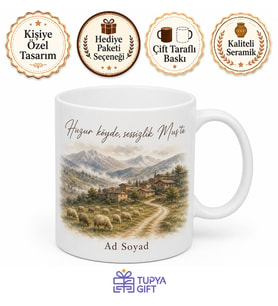 Muş Sessiz Köy Hayatı Baskılı Kupa Bardak Hediye Porselen Mug