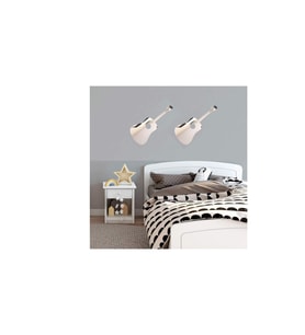 AYNALI DUVAR ÇIKARTMA STICKER DEKORATİF DUVAR KAĞIDI,SÜS  İKİ ADET GİTAR ŞEKİLLİ 34X15X0,6CM