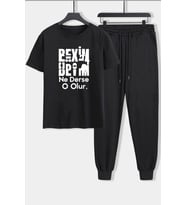 Unisex Beyim Ne Derse O Olur 2'li Eşofman Takımı (Siyah)