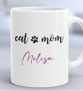 Kişiye Özel Cat Mom Hediye Kupa Bardak Kedi Annesi -2- (Beyaz)