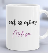 Kişiye Özel Cat Mom Hediye Kupa Bardak Kedi Annesi -2- (Beyaz)