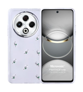 Microsonic TECNO Spark 30 4G Kılıf PrettyCharm Tulip (Yeşil)