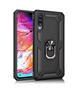 Huawei P smart Pro 2019 Kılıf Metal For Car Yüzüklü Standlı Military Ring Serisi (Siyah)