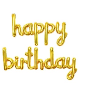 Happy Birthday El Yazısı Altın Renk Folyo Balon