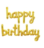 Happy Birthday El Yazısı Altın Renk Folyo Balon