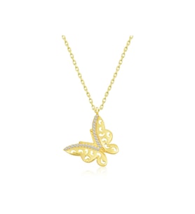 Gümüş Gold Kelebek Kadın Kolye CSR2180772
