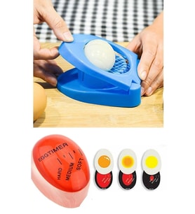 QNİAY 2li Set Dublör Yumurta Zamanlayıcı Ve Yumurta Dilimleyici