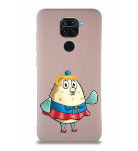 Xiaomi Redmi Note 9 Soft Premier Kapak Bayan Puff Tasarımlı Silikon Kılıf - Pudra (Şeffaf)