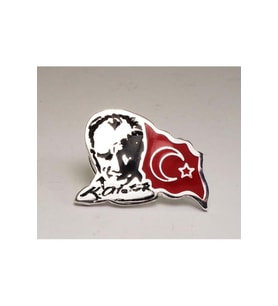 Atatürk Bayrak Yaka Rozeti Krom Kaplama 10 Kasım 29 Ekim Öğretmenler Günü Hediye (Çok Renkli)