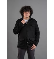 SİR CEPLİ REGULAR FİT KIŞLIK ASTARSIZ ERKEK TRİKO CEKET (Siyah)