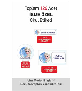 ELSA Isimli Okul Etiketi Defter Kitap Kalem Sticker Seti 126 Adet okuletiket