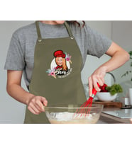 BK Gift Kişiye Özel Anneler Günü Karikatürlü Profesyonel Haki Mutfak Önlüğü, Aşçı Önlüğü, Şef Önlüğü, Arkadaşa Hediye-8