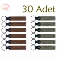 A Kahve & Kül Gri, Seyahat Tutkunlarına Veda Armağanı, 30’lu Set, Kişiye Özgü Yazılı Deri Anahtarlık