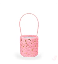 Hortum Saplı Kalpli Pembe Pelüş Kutu Küçük Boy - 12 cm
