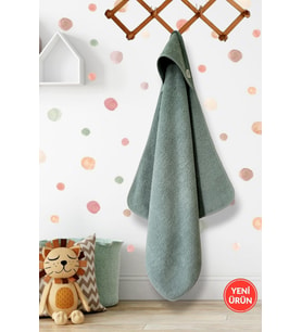 Outlet-%100 Pamuklu Kız-erkek Yenidoğan-Bebek Banyo Havlu Kundak DÜZ/YEŞİL
