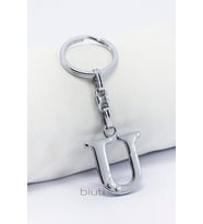 Gümüş Renkli Küçük Metal U Harfi Anahtarlık / Harfli Çanta Süsü