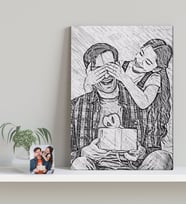 BK Gift Kişiye Özel Babalar Günü Hediyesi Karakalem Fotoğraflı Kanvas Tablo-1
