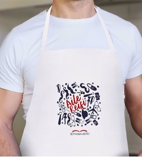 BK Gift Kişiye Özel Aile Reisi Tasarımlı Beyaz Mutfak Önlüğü-1