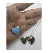 Turkuaz Açılabilir Kapaklı Kalp Kolye Resim Kolyesi 55 cm Zincirli, Metal Resimlik Kolye