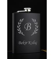 Kişiye Özel  9 Oz Siyah Paslanmaz Çelik Cep Matarası 266 Ml İçecek Cep Matarası