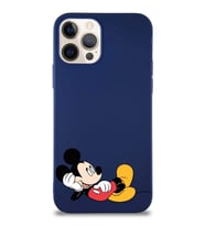 Apple iPhone 12 Pro Soft Premier Kapak Mickey Mouse-F Tasarımlı Silikon Kılıf - Lacivert (Şeffaf)