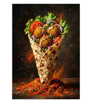 Lavaşta Falafel Dürüm Posteri Dekoratif Kanvas - Mdf Ahşap Tablo
