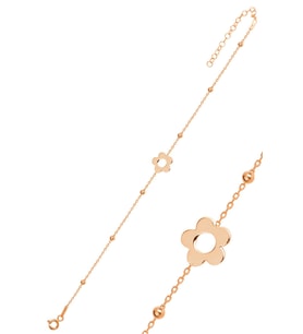 Gümüş rose top top zincirli çiçek bileklik SGTL11863ROSE