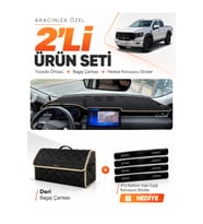 e-biz FOTON TUNLAND V9 (2025-SONRASI) Uyumlu Torpido Örtüsü + Deri Bagaj Çantası - Siyah-Bej - FT001