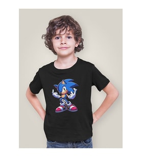 Tasarım Sonic Baskılı Unisex Çizgi Film Çocuk Tişört (1-12 Yaş)