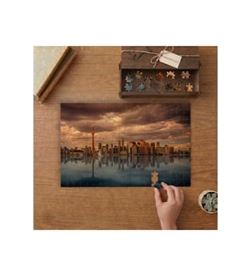 Kanada Cn Tower Ve Gökdelenler Tasarımı 240 parça Ahşap Puzzle Ahşap Kutuda MP05141