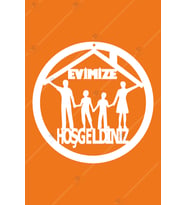 Evimize Hoşgeldiniz Kapı Süsü Ahşap Dekorasyon (Beyaz)